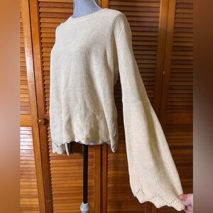 NWT Crown & Ivy Beige Knit Fairy Bell Sleeve Sweater